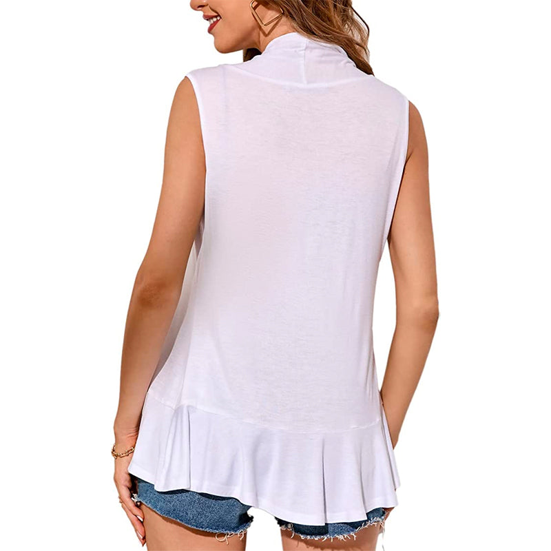 Xeoxarel Women's Sleeveless Cardigan Open Front Vest (White)