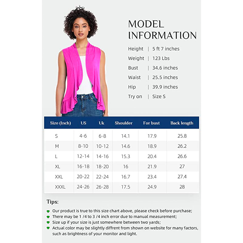 Xeoxarel Women's Sleeveless Cardigan Open Front Vest (Rose)