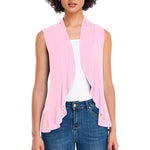Xeoxarel Women's Sleeveless Cardigan Open Front Vest (Pink)