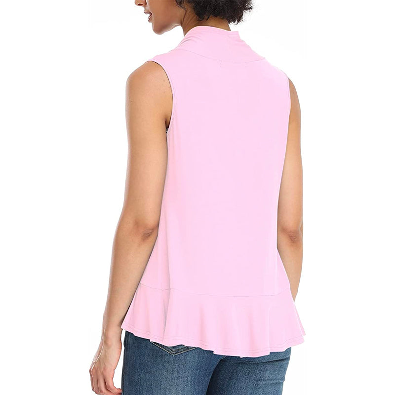 Xeoxarel Women's Sleeveless Cardigan Open Front Vest (Pink)