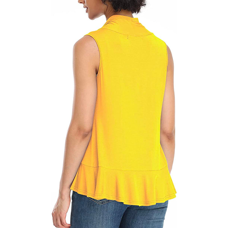 Xeoxarel Women's Sleeveless Cardigan Open Front Vest (Yellow)