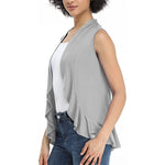 Xeoxarel Women's Sleeveless Cardigan Open Front Vest (Gray)