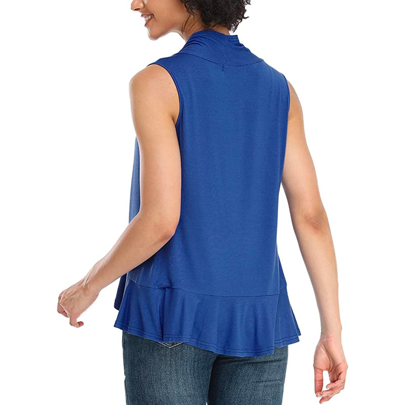 Xeoxarel Women's Sleeveless Cardigan Open Front Vest (Royal Blue)