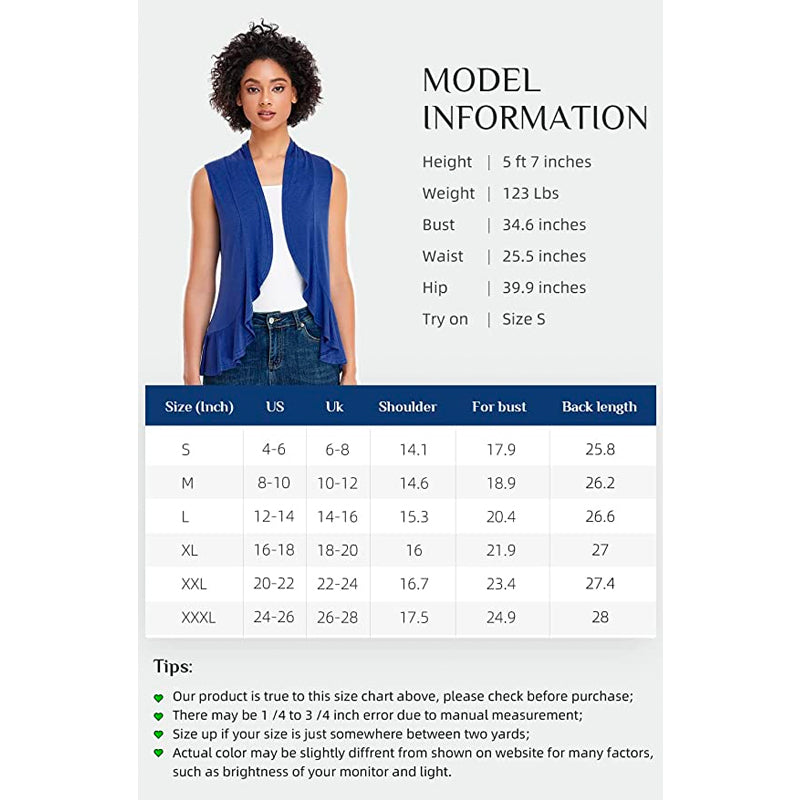 Xeoxarel Women's Sleeveless Cardigan Open Front Vest (Royal Blue)