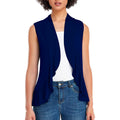 Xeoxarel Women's Sleeveless Cardigan Open Front Vest (Navy Blue)