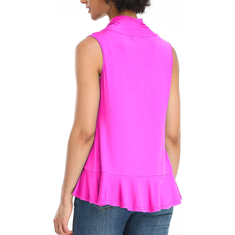 Xeoxarel Women's Sleeveless Cardigan Open Front Vest (Rose)
