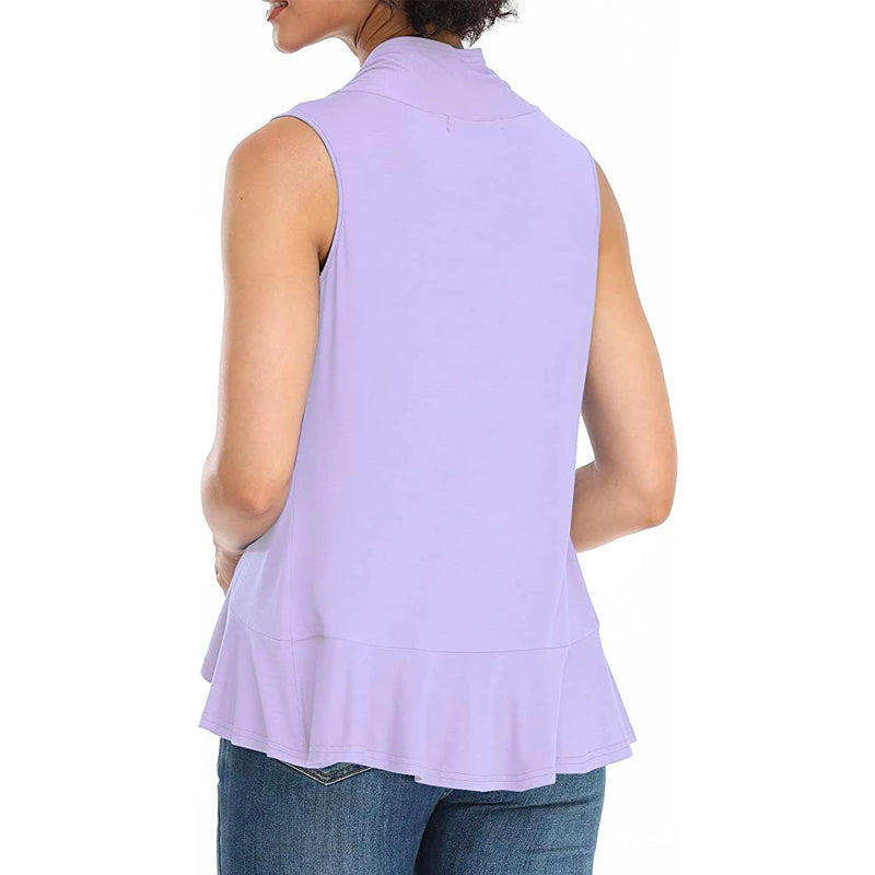 Xeoxarel Women's Sleeveless Cardigan Open Front Vest (Lavender)